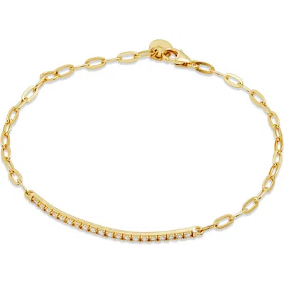 Savvy Cie Jewels Cz Bar Chain Bracelet In Gold