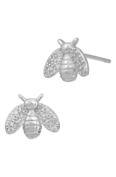 Savvy Cie Jewels Cz Bee Stud Earrings In Metallic