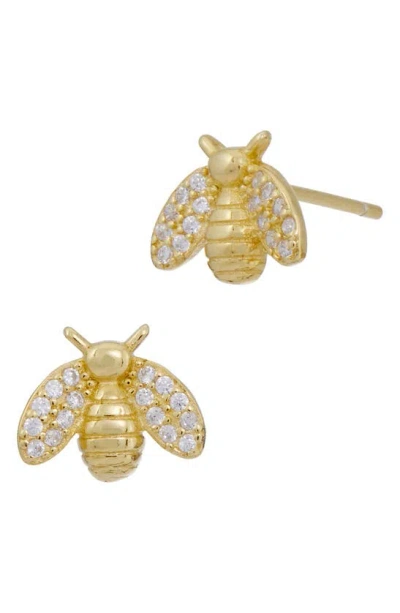 Savvy Cie Jewels Cz Bee Stud Earrings In Gray