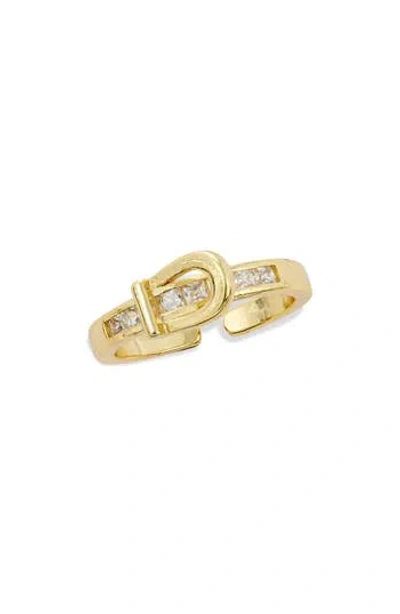 Savvy Cie Jewels Cz Buckle Ring In Gold