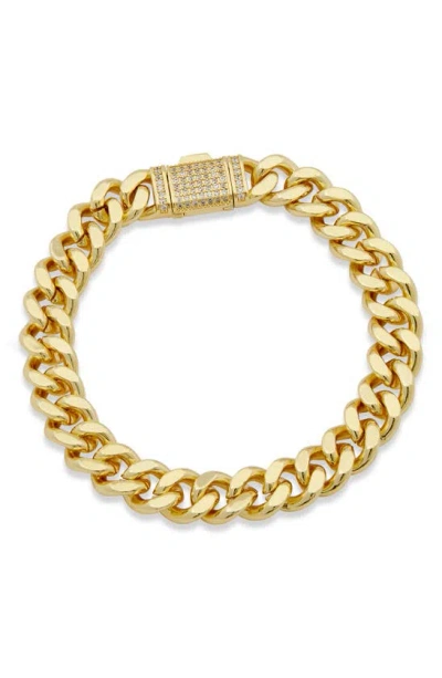 Savvy Cie Jewels Cz Cuban Chain Bracelet In Yellow