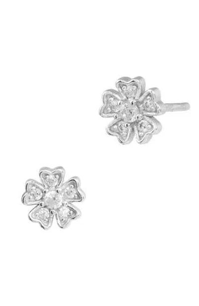 Savvy Cie Jewels Cz Flower Stud Earrings In Gold