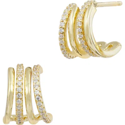 Savvy Cie Jewels Cz Huggie Hoop Earrings In Gold