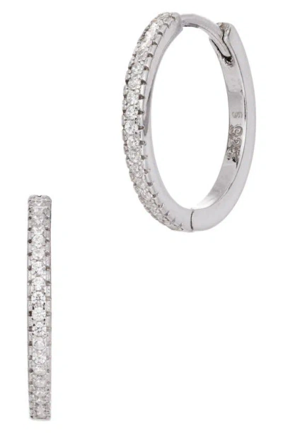 Savvy Cie Jewels Cz Huggie Hoop Earrings In Silver