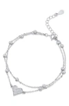 Savvy Cie Jewels Cz Layered Chain Bracelet In Silver