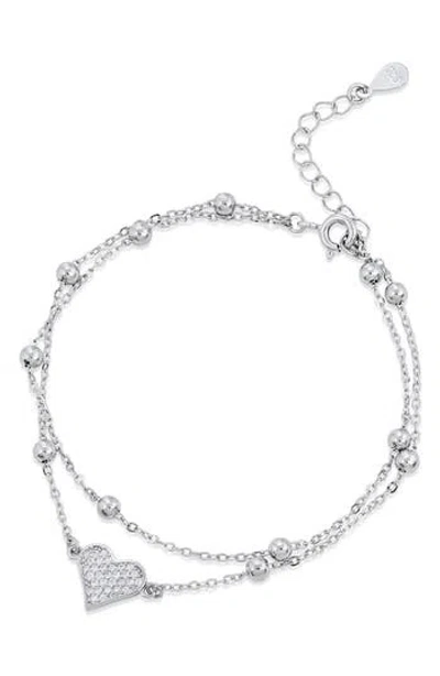 Savvy Cie Jewels Cz Layered Chain Bracelet In Metallic