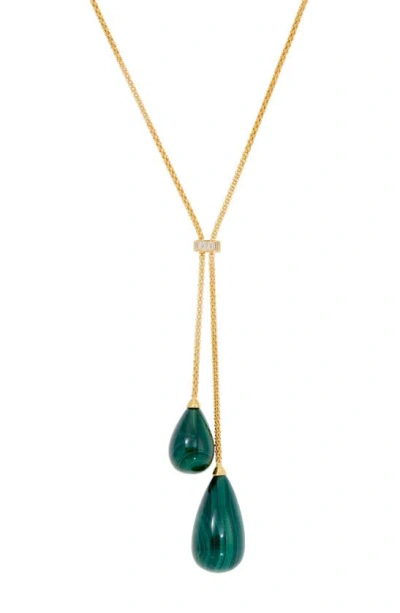 Savvy Cie Jewels Cz Malachite Y-necklace In Green