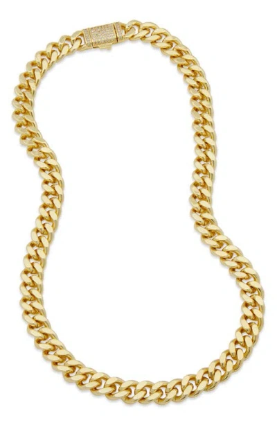 Savvy Cie Jewels Cz Pavé Chunky Chain Link Necklace In Yellow