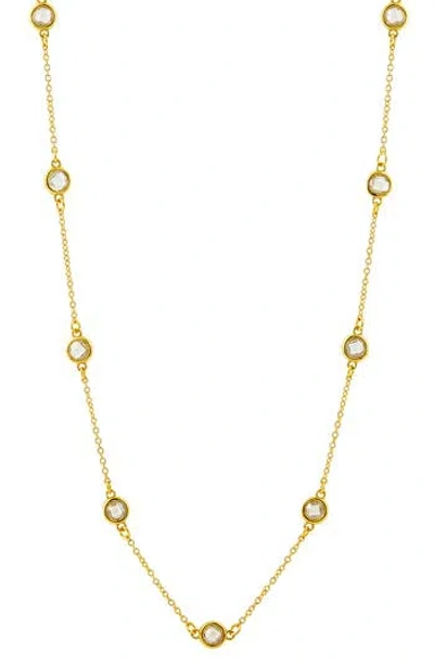 Savvy Cie Jewels Cz Station Chain Necklace In Blue
