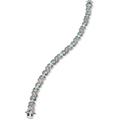 Savvy Cie Jewels Diamond & Blue Topaz Bracelet In Silver