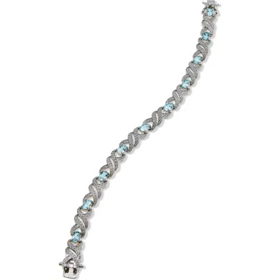 Savvy Cie Jewels Diamond & Blue Topaz Bracelet In Metallic