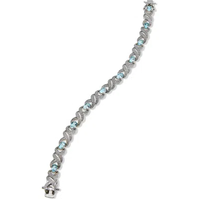 Savvy Cie Jewels Diamond & Blue Topaz Bracelet In Silver/blue