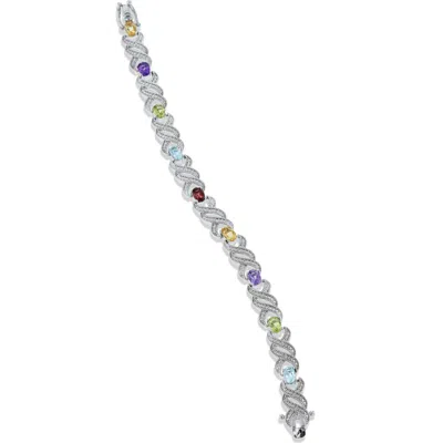 Savvy Cie Jewels Diamond & Multi Gemstone Bracelet In Metallic