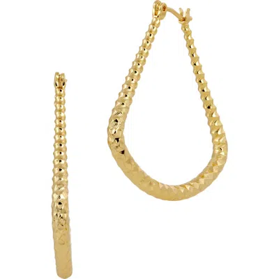 Savvy Cie Jewels Diamond Cut Geometric Hoop Earrings In Gold