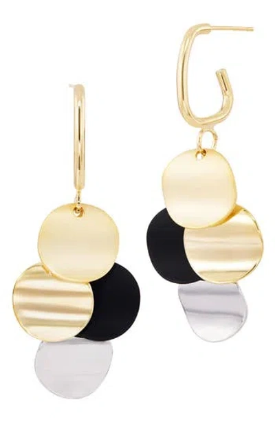 Savvy Cie Jewels Gold Plated Disc Fringe Dangle Earrings