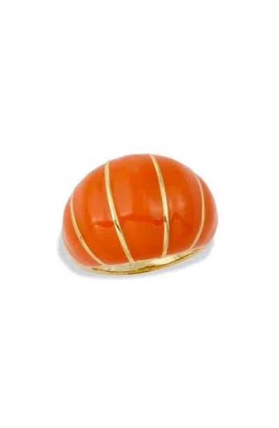 Savvy Cie Jewels Dome Cocktail Ring In Yellow Gold/orange