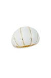 Savvy Cie Jewels 18k Gold Plated White Enamel Ring In Yellow Gold/white