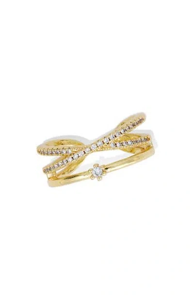 Savvy Cie Jewels Double Crossover Band Ring In Yellow