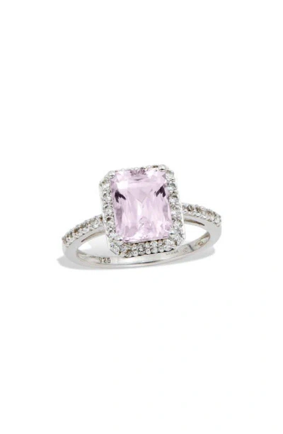 Savvy Cie Jewels Emerald Cut Kunzite & White Topaz Sterling Silver Ring