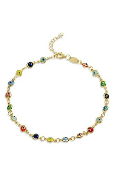 SAVVY CIE JEWELS SAVVY CIE JEWELS ENAMEL EVIL EYE CHAIN ANKLET
