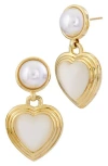 Savvy Cie Jewels Faux Pearl & Mother-of-pearl Heart Drop Earrings