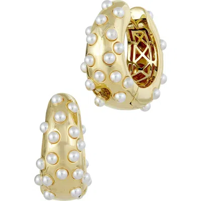 Savvy Cie Jewels Faux Pearl Hoop Earrings