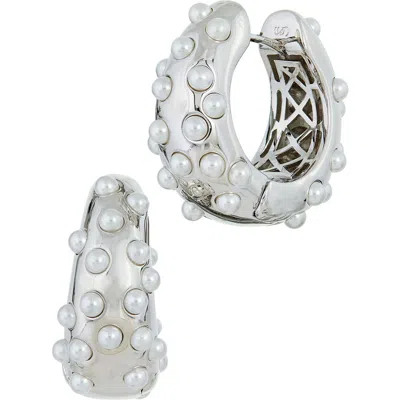 Savvy Cie Jewels Faux Pearl Hoop Earrings
