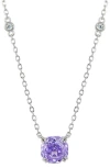 Savvy Cie Jewels Floral Faceted Octagonal Cubic Zirconia Pendant Necklace In Metallic