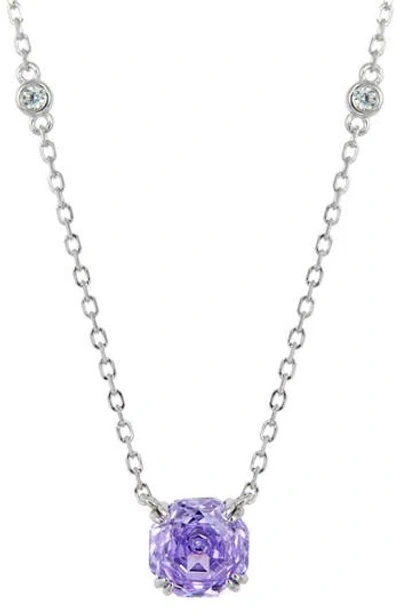 Savvy Cie Jewels Floral Faceted Octagonal Cubic Zirconia Pendant Necklace In Metallic
