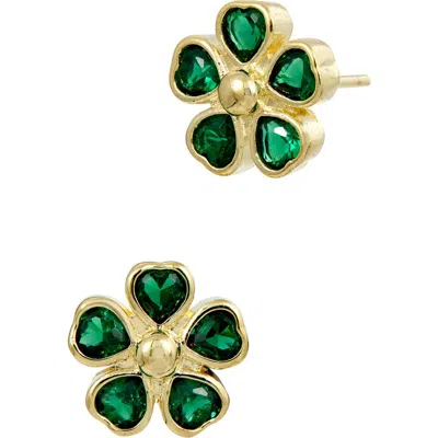 Savvy Cie Jewels Floret Stud Earrings In Green