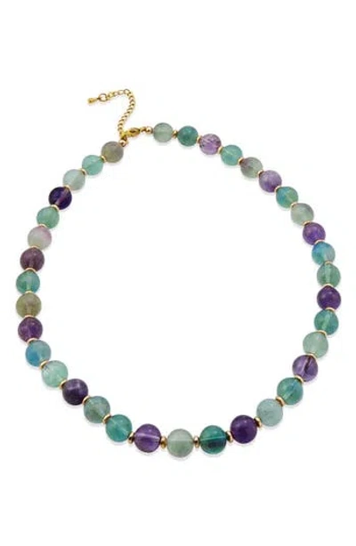 Savvy Cie Jewels Fluorite Stone Beaded Collar Necklace In Multi