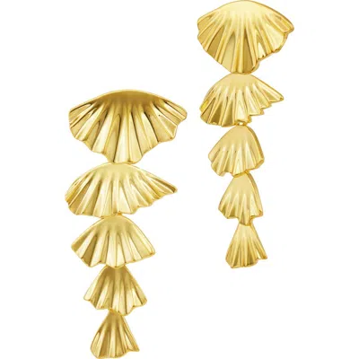 Savvy Cie Jewels Folded Fan Graduated Drop Earrings In Pink