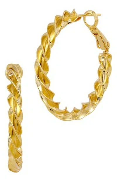 Savvy Cie Jewels Fusilli Twisted Spiral Hoop Earrings In Gold