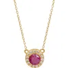 Savvy Cie Jewels Gemstone Halo Pendant Necklace In Gold