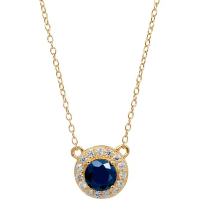 Savvy Cie Jewels Gemstone Halo Pendant Necklace In Gold