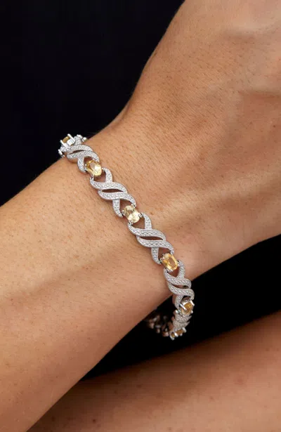 Savvy Cie Jewels Genuine Gemstone And Diamond Bracelet In Gold