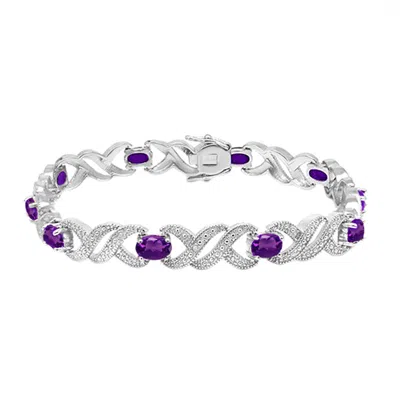 Savvy Cie Jewels Genuine Gemstone And Diamond Bracelet In Metallic