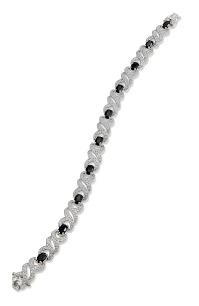 Savvy Cie Jewels Genuine Gemstone And Diamond Bracelet In Silver