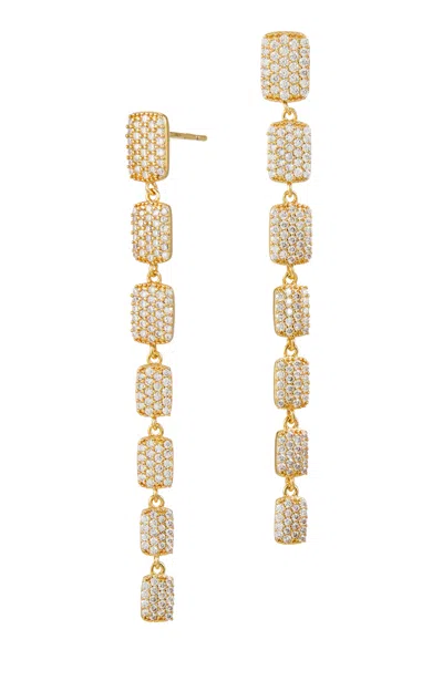 Savvy Cie Jewels Gold Cz Tag Dangle Earrings In Yellow