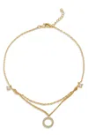 Savvy Cie Jewels Gold Pl Rhod. Brass Cz Anklet In Yellow