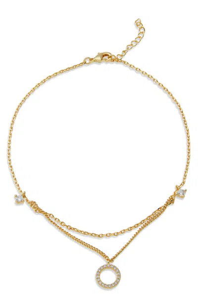 Savvy Cie Jewels Gold Pl Rhod. Brass Cz Anklet In Yellow