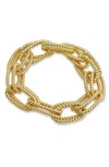 Savvy Cie Jewels Gold Plated Double Link Bracelet In Yellow