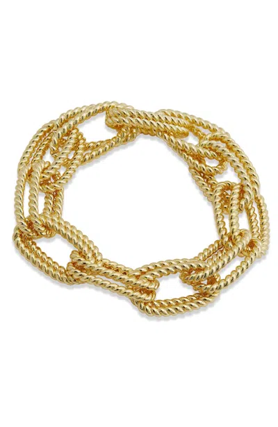 Savvy Cie Jewels Gold Plated Double Link Bracelet In Yellow