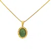 Savvy Cie Jewels Gold Plated Oval Green Aventurine Pendant With Snake Chain In Multi