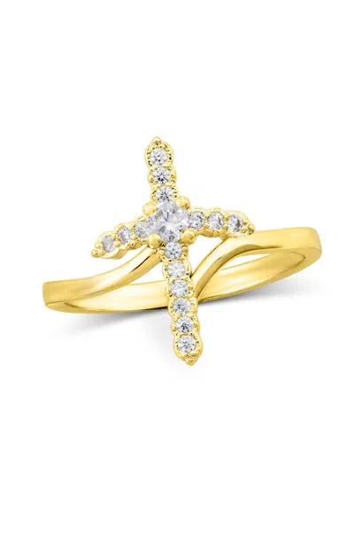 Savvy Cie Jewels Gold Plated Over Brass Cross Ring