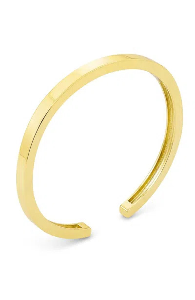 Savvy Cie Jewels Gold Plated Over Brass Modern Line Cuff Bracelet In Yellow