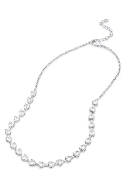 Savvy Cie Jewels Gold Plated Over Sterling Silver .925 Prong Set Heart Tennis Necklace On The Chain Mix Color Cz Neck