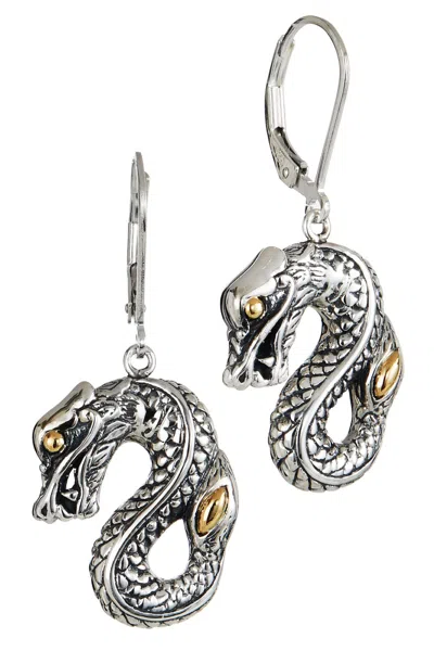 Savvy Cie Jewels Gold Plated Over Sterling Silver Bali Feirce Dragon Earrings In White