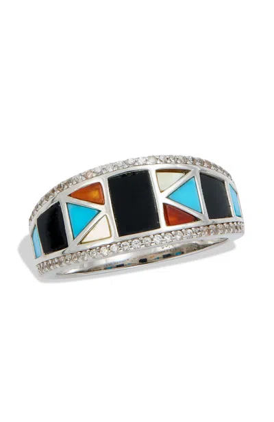 Savvy Cie Jewels Gold Plated Over Sterling Silver With Genuine Gemstone Ring In White