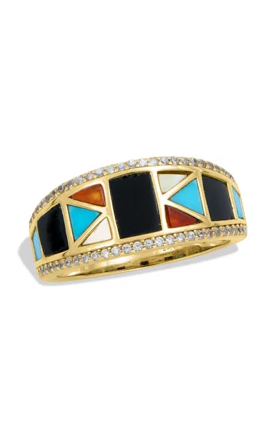 Savvy Cie Jewels Gold Plated Over Sterling Silver With Genuine Gemstone Ring In Yellow